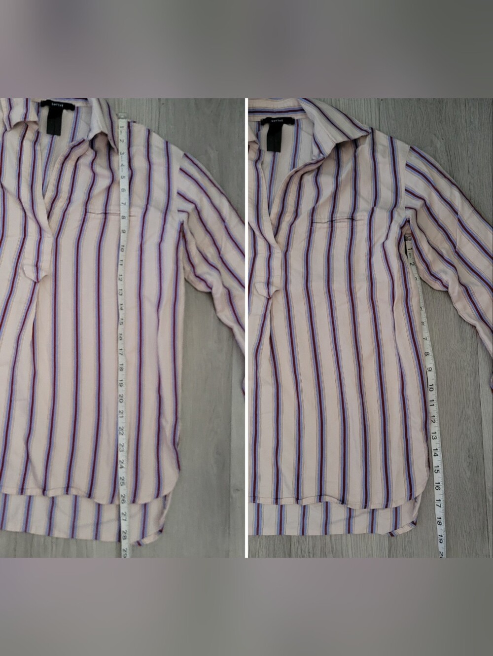 Smythe Over the Head Shirt Ecru Banker Striped Cream & Blue Blouse, Extra Large - Picture 6 of 14